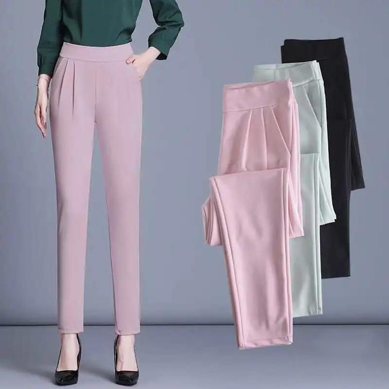 Good Quality Spring and Summer Casual Pants Women's Plus Size Genuine Women's Nine-point High-waisted Trousers Harem Pants