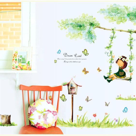 TV background living room romantic bedroom decoration removable TV background wall swing girl