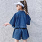 Girls' Suit Summer Clothes Children's Net Red Thin Denim Loose Korean Style Children's Clothes
