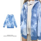 Women Tie-dye Printed  Hoodies Sweatshirt Coat Zip Up Outerwears Hooded Jacket Pockets Plus Size Outwear Tops