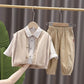 Three-piece Suit Boys and Girls Korean Sweater Vest Suit Spring and Autumn Loose Suit Shirt Trousers Sets Casual Suit