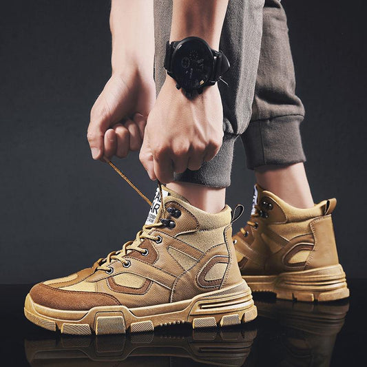 Autumn Winter Martin Boots High-top Booties Men's Desert Boots Lace-up Outdoor Tooling Shoes