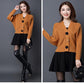 Autumn and Winter V-neck Loose Sweater Bat Shirt Short Knit Top Fashion Casual Women's Jacket