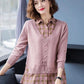Autumn Winter Lapel Fake Two-piece Sweater Women Loose Pullover Sweater Outer Wear Plaid Stitching Knitted Sweater Top