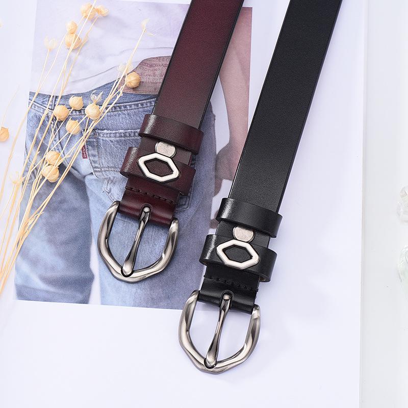 Belts Women's Leather Round Metal Circle Waist Belt for Women Jeans Pants