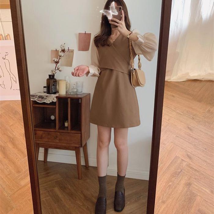 Chiffon Dress Women's Summer Dress long Sleeve Knee-length Daily Wear Office Dating Party