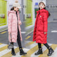 Girls Down Jacket Thickening Velvet Fashion Pike Clothing Long Hooded Kids Winter Parkas