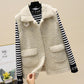 Spring and Autumn Short Lamb Hair Vest Women Fashion Casual Sleeveless Cardigan Sweater