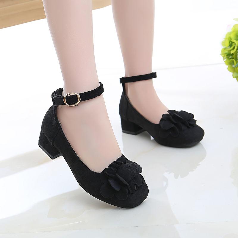 Spring  Autumn Flower Princess Shoes Small High-heeled Children's Shoes Girls Leather Shoes Dance Shoes Children's Large Children's Single Shoes
