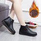 Women's Leather Shoes Winter Thickened  Flat Non-slip Mother Cotton Shoes Snow Boots Plus Velvet Short Boots