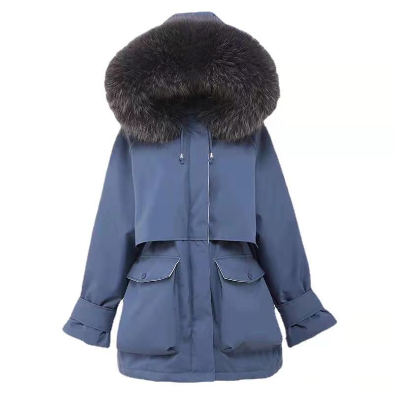Winter Korean Style Slim Padded Jacket Women's Mid-length Thickened and Thin Fur Collar Pie Overcomes The Padded Jacket