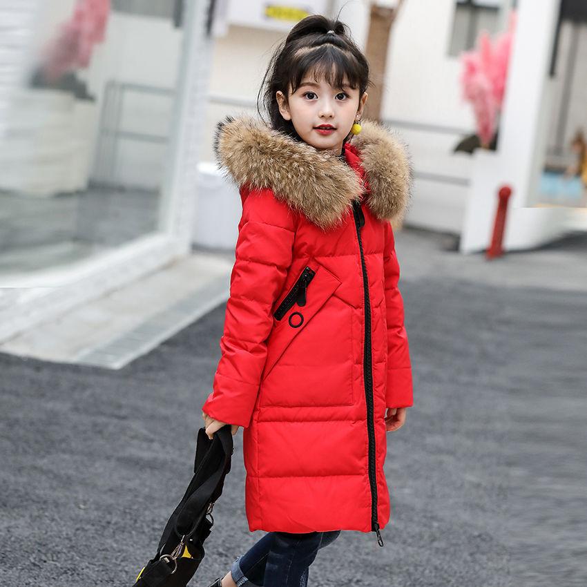 Kids Girls Winter Faux Fur Hooded Parka Down Coat Puffer Jacket Padded Overcoat