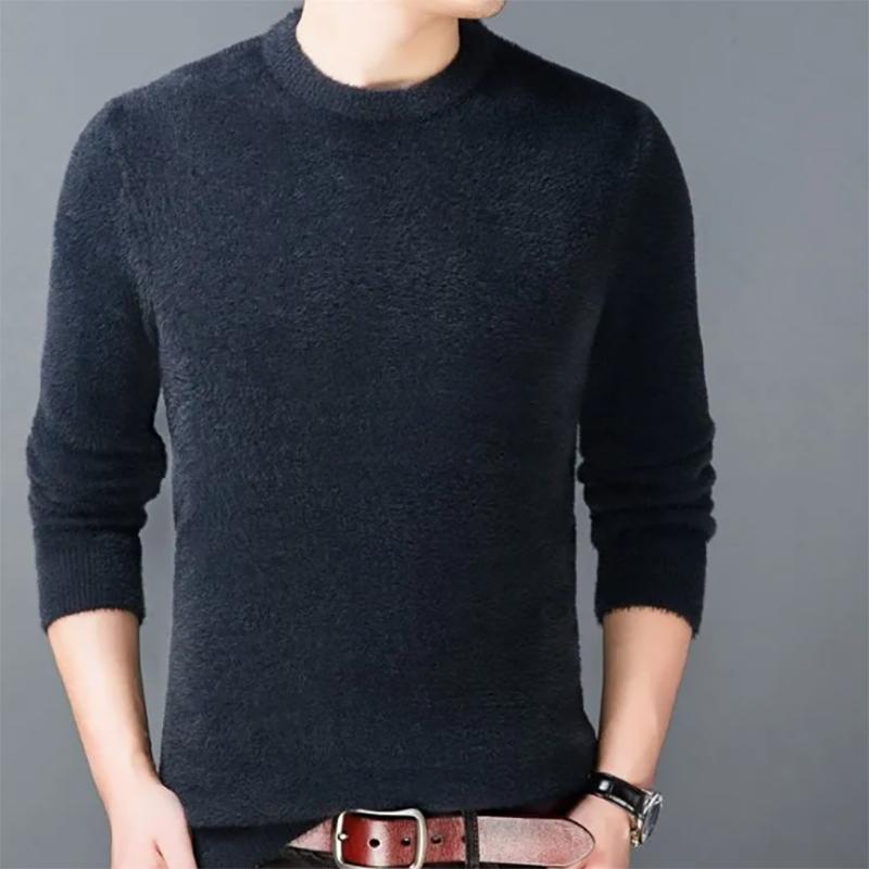 Men's Sweater Autumn Youth Thick Pure Color Korean Casual Knitted Pullover Long-sleeved Half-high Collar Base Sweatershirts