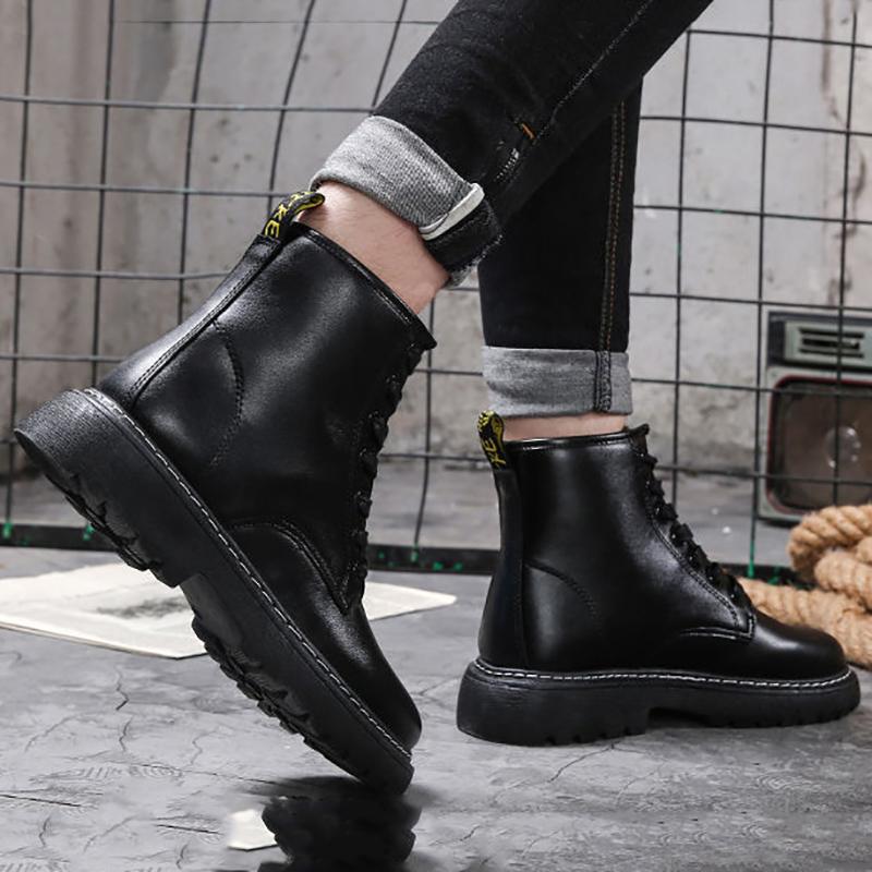British Style Fashion Martin Boots Men's High-top Shoes Korean Leather Boots All-match High School Boots