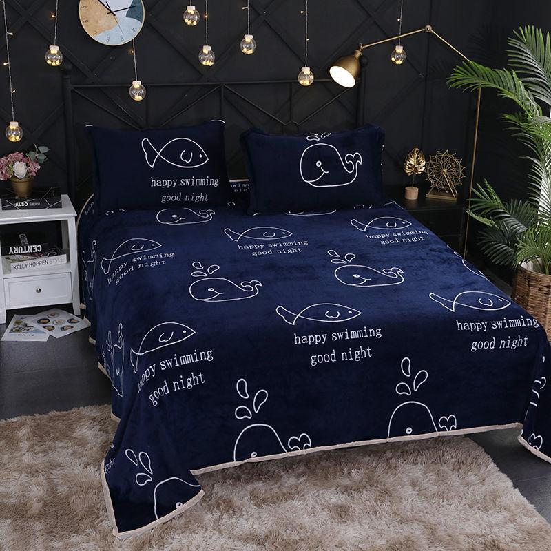 Three-piece Bedding Set Thickened Warmth Double-sided Plus Fluffy Fluffy Warmth and Breathable One-piece Bed Sheet and Two Pillows