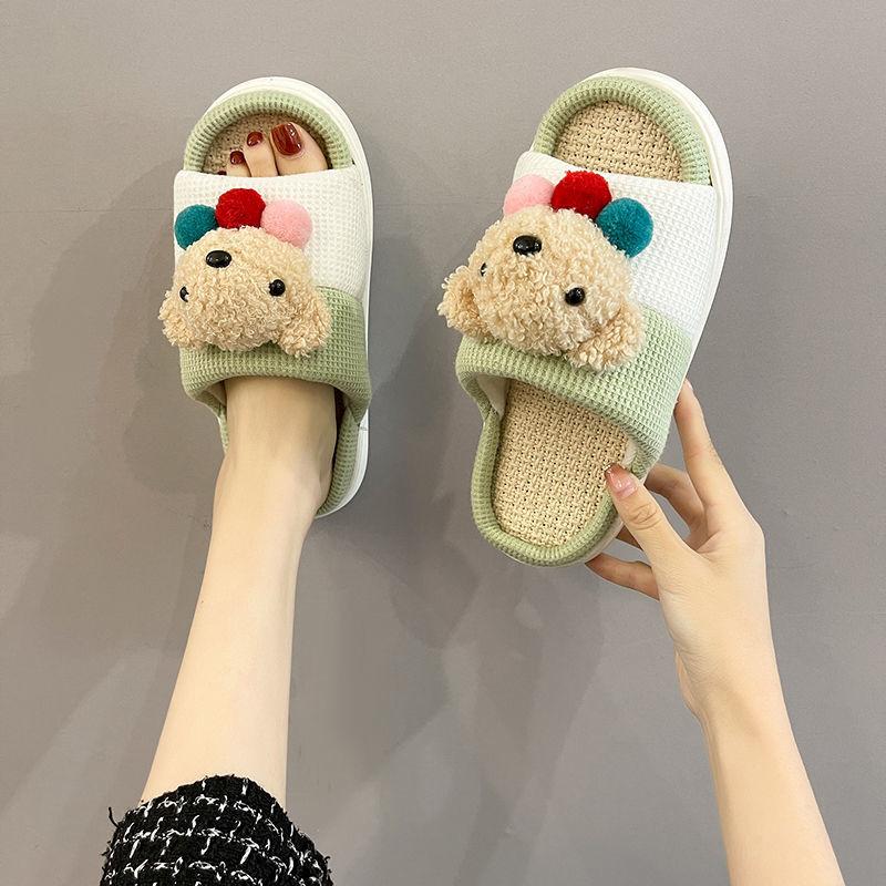 Four Seasons Linen Slippers Thick Bottom Non-slip Home Casual Cotton Linen Floor Slippers