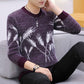 Autumn and Winter Men's Low-neck Sweater Fashion Padded Sweater Wheat Ear Pattern Long-sleeved Top
