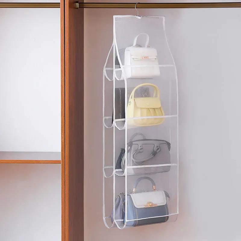 6/8 Pocket Bags Hanging Bags Handbags Wallets Storage Bags Double-sided Storage Artifacts Dustproof Suspension Punch-free Bags Wardrobe Storage Bags