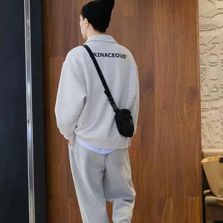 Male Lapel Sweater Loose POLO Wild Trend Spring  Handsome Waff INS Comfortable and Warm Breathable Cotton Hoodie