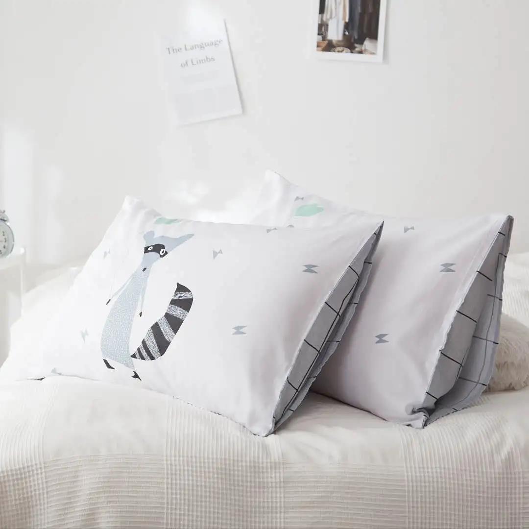 Two-piece Cotton Pillowcase Letter Printing Thickened Brushed Pillowcase Bedding