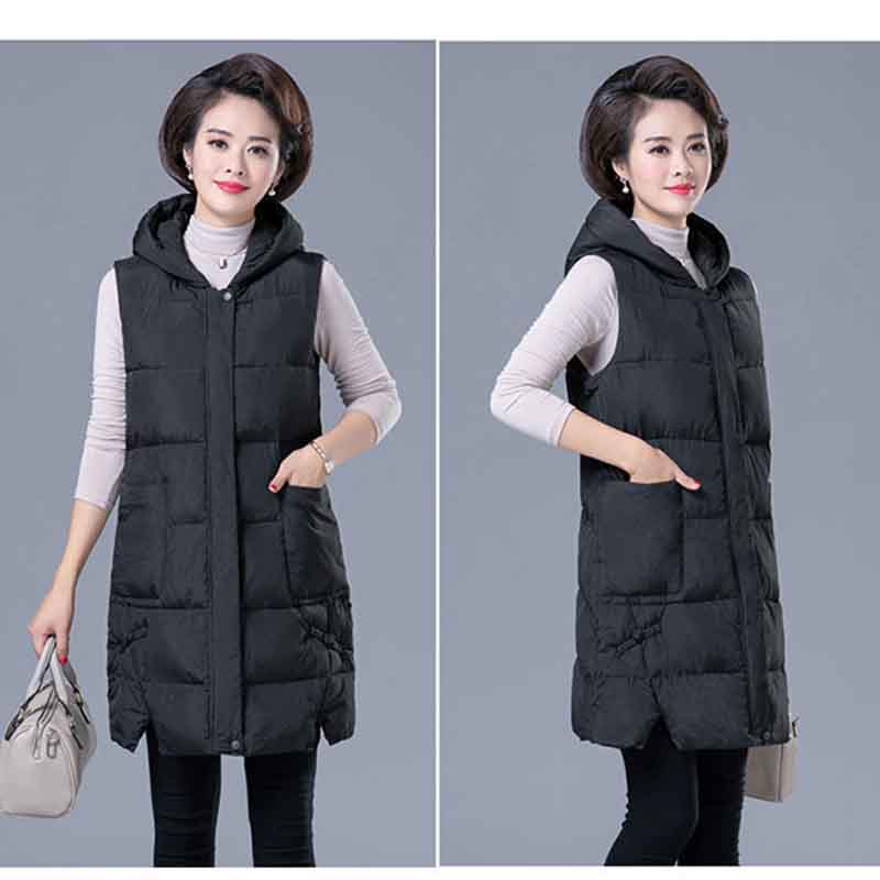 Women's Winterized Vest Winter Cotton Mommy Plus Size Loose Warm Down Cotton Jacket