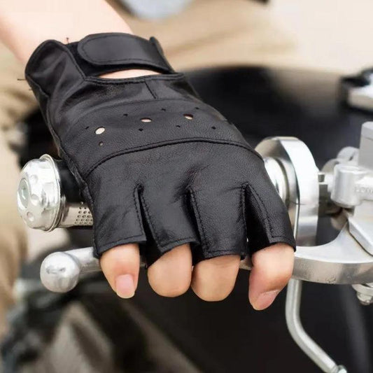 Men's Leather Half-finger Gloves Outdoor Riding Driving Motorcycle Climbing Tactics Non-slip Protective Sports Fitness Gloves