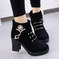 Ankle Boots Women Platform High Heels Buckle Shoes Crystal Tassel Short Boot Ladies Casual Footwear