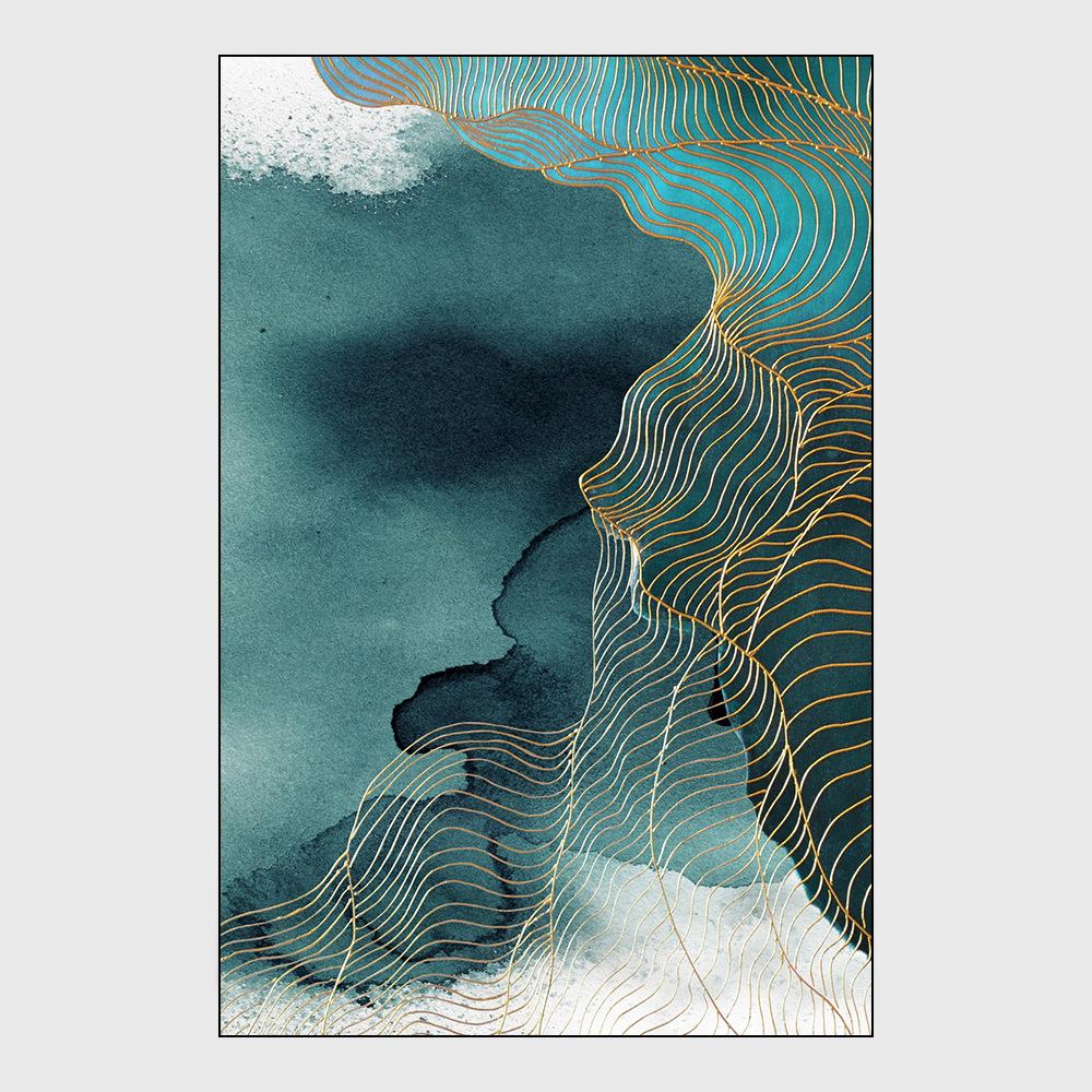 Household Carpet Fashion Chinese Style Gold Line Abstract Ink Pattern Living Room Carpet Bedroom Kitchen Bedside Carpet Floor Mat