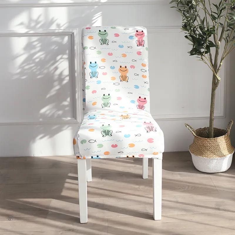 Elastic Chair Cover Universal Dining Table Chair Cover Backrest Pad Universal Stool Cover Fabric Printing Home Dining Seat Cover