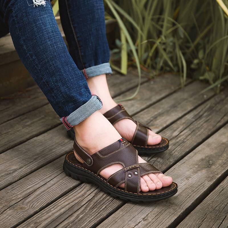 Summer Men's Sandals Leather Non-slip Shoes Platform Sandals Slippers Men's Shoes Beach Shoes