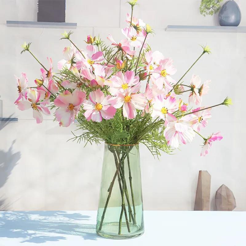 High-end Artificial Flowers Fake Flowers Cosmos Small Daisies Desktop Living Room Plastic Bouquet Decoration Table Home Decoration
