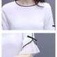 Women's Temperament Cold and Windy Two-piece Suit Skirt Mid-length Chiffon Dress Female Round Neck Short-sleeved Shirt Sweet