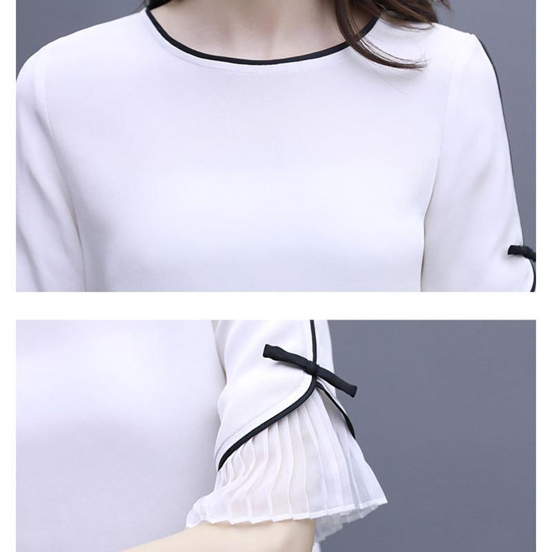 Women's Temperament Cold and Windy Two-piece Suit Skirt Mid-length Chiffon Dress Female Round Neck Short-sleeved Shirt Sweet
