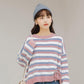 Autumn Winter Women Stripe Knitting Sweaters Korean O-Neck Loose Casual Jumpers Long Sleeve Pullover Tops Girls Sweet Warm Sweater Soft Knitwear Coat