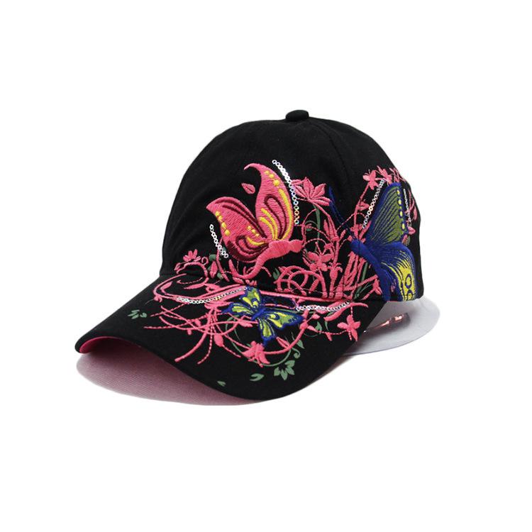 Butterfly Embroidery Summer Ladies Baseball Hat Hip Hop Sun Duck Tongue Summer Sun Hat