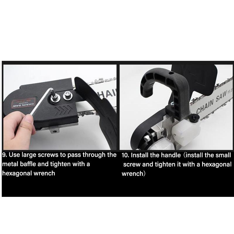 11.5 Inch Chain Saw Plus A Spare Chain Chain Saw Bracket Set with Angle Grinder Wood Sawing Tool