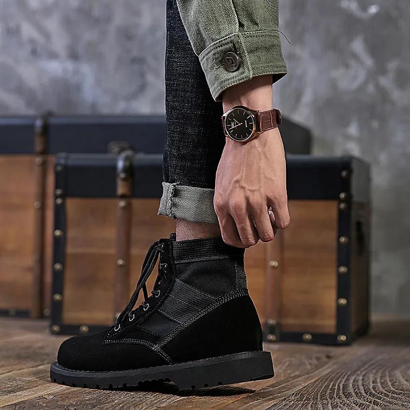 Leather Men's Shoes Martin Boots Matte Plus Velvet Desert Boots Winter Snow Boots