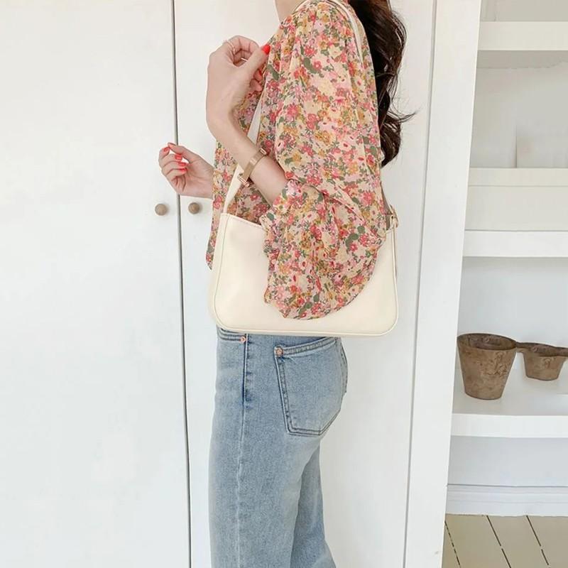 Women Chiffon Floral Blouse Printed Western Style Fashion Temperament Shirt Long Sleeve Tops
