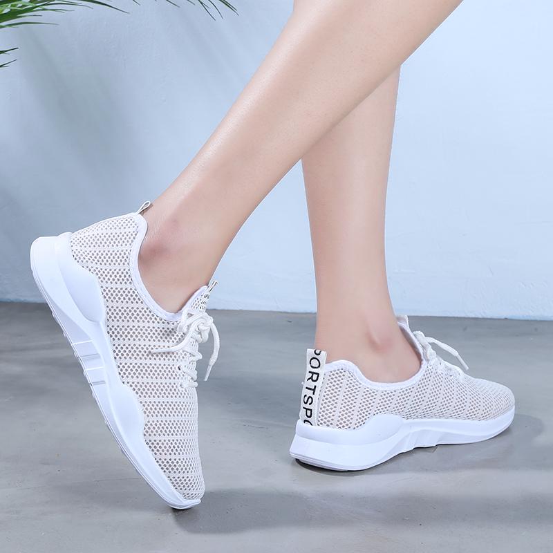 Spring and Summer Mesh Women's Sports Shoes Student Korean Breathable Running Shoes Trend All-match Casual Shoes Hollow Flat Shoes