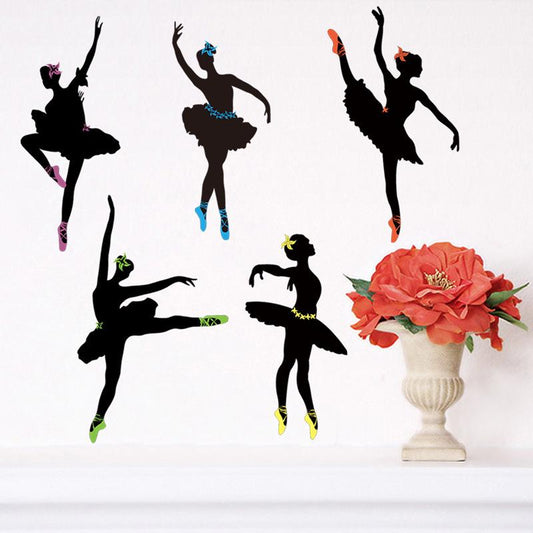 Cartoon ballet dancing girl teaching wall stickers dance music classroom layout decoration wallpaper