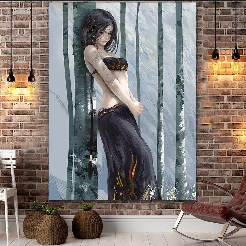 Ghost Knife Net Red Sexy Background Cloth Home Bed Dormitory Rental Room Renovation Decoration Hanging Cloth