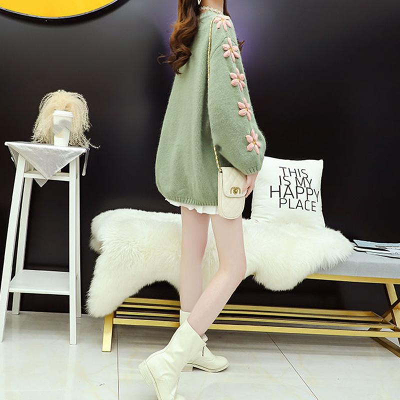 Autumn Winter  Women Fashion Sweater Casual Knitting Sweater  Round Neck Pullovers Loose Casual Long Sleeve Sweater