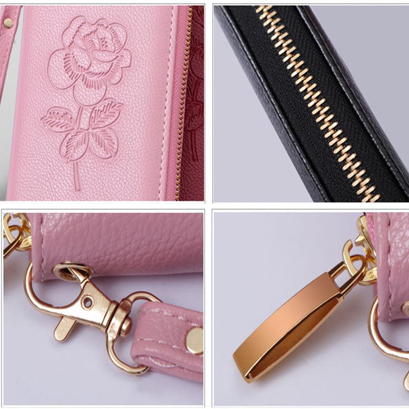 Women Clutches Leather Bag Portable PU Leather Multi-Layer Large Capacity Classic Soft Surface Wallets with Coin Pocket Zipper Purse