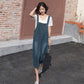 Denim Suspender Skirt Spring Summer Loose Over The Knee Mid-length Suspender Dress Thin