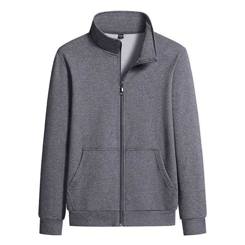 Spring and Autumn New Men's Stand Collar Cardigan Sweater Solid Color Versatile Casual Simple Outer Wear Gown Jacket Men