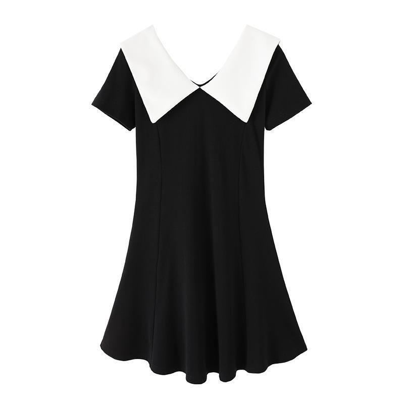 Female Vintage Elegant Holiday Dress Slim Graceful Short Party Dress Summer A-line High Waist Club Dress