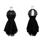 Irregular Large Swing Mesh Stitching Dress Perspective Collar Sleeveless Slim Chiffon Dress