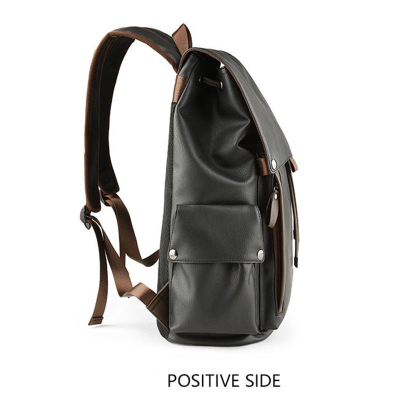Backpack Male Travel Fashion Trend Men's Backpack Large Capacity PVC Leather Bag High School Student Schoolbag Male