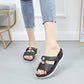 Heightening Slippers Women's Summer Thick-soled High-heeled Sandals Outdoor Wear Non-slip Platform Shoes Sandals Rhinestone Stitching Slippers