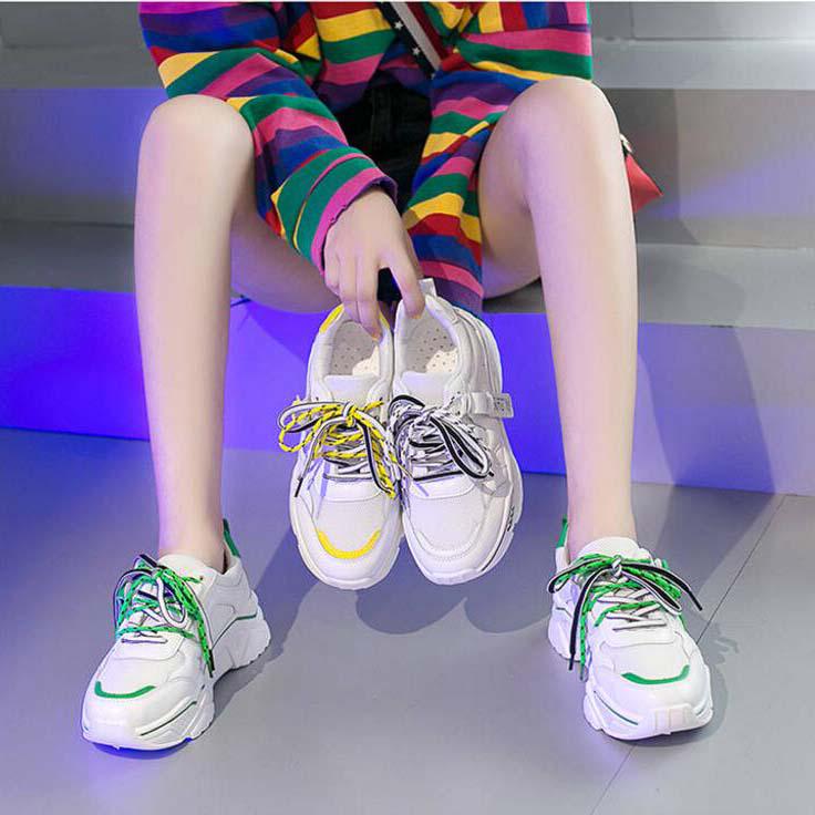 Women Trainers Running Shoes PU Leather White Fashion Sneakers Sneakers Ladies Outdoor Sport Shoes